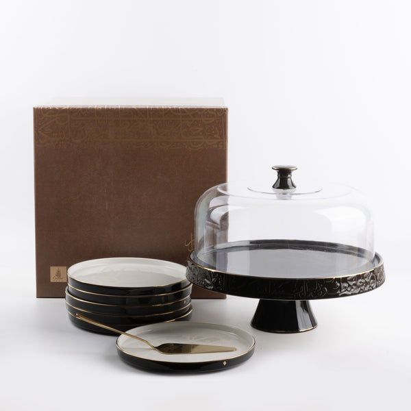 Cake Serving Set 9 Pcs From Jiwar - Black+Gold