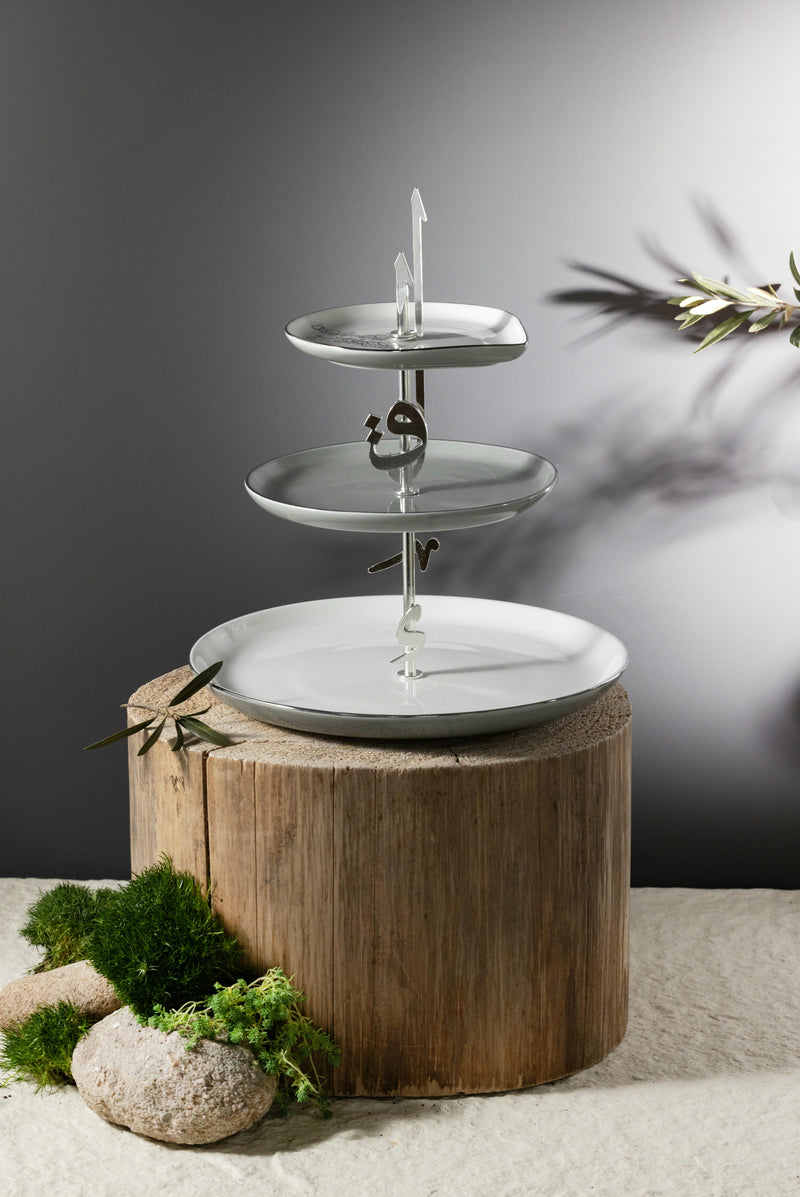 3 Layer Stand From Liqaa -  Grey + Silver MS Department Store Oman