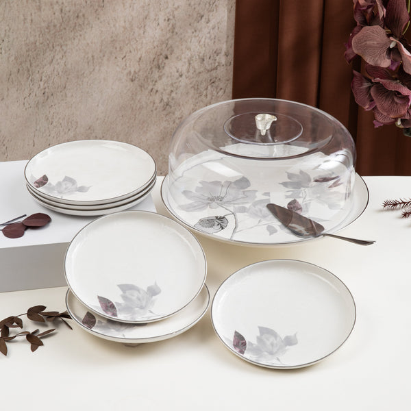 Cake Serving Set 9 Pcs From Marisella - Grey + Silver