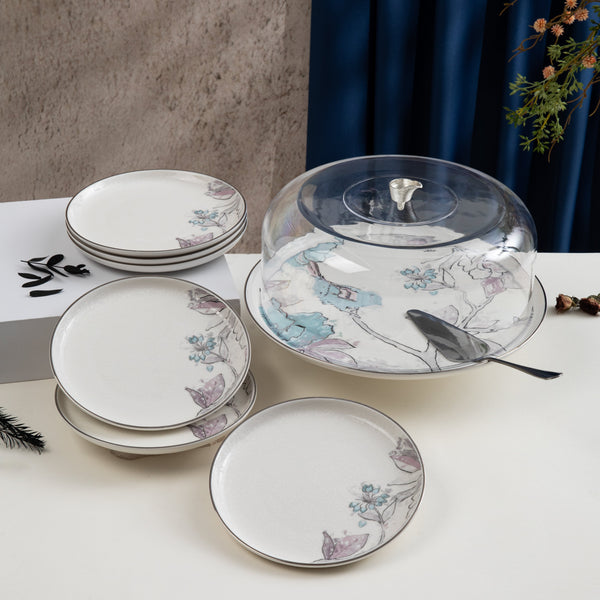 Cake Serving Set 9 Pcs From Khuzama - Blue + Silver