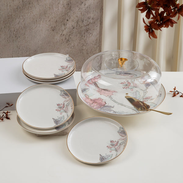 Cake Serving Set 9 Pcs From Khuzama - Red + Gold